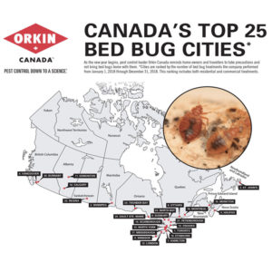 Top 25 des villes avec des punaises de lit au Canada